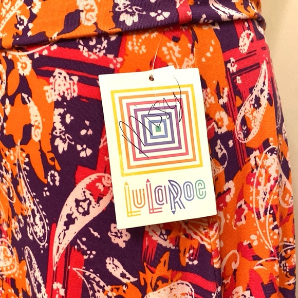 LuLaRoe Orange Pink Purple Paisley SZ M Bohemian Hippie Festival Maxi Skirt - Picture 5 of 10